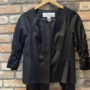 doncaster black satin pantsuit new nwt 8 evening party ruched sleeves